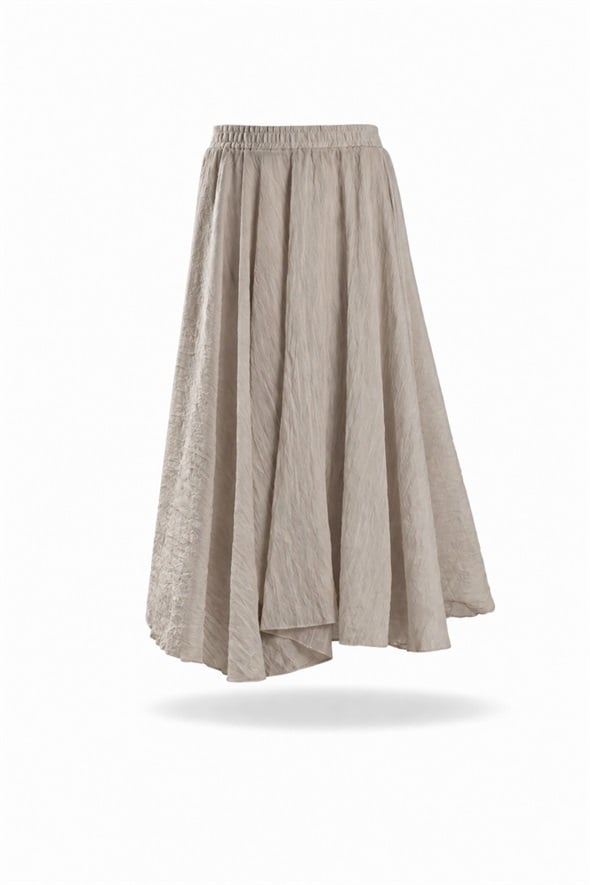 Vizon Beli Lastikli Maxi Etek 39606