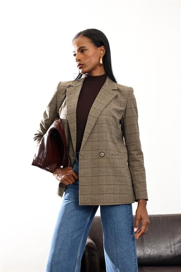 Vizon Çizgili Blazer Ceket 5174