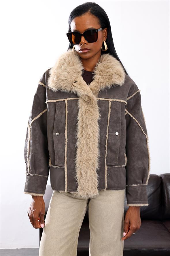 Vizon İçi Kürklü Nubuk Mont D99867