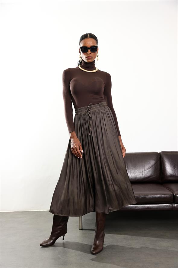 Vizon Kırışık Mat Saten Etek 2947