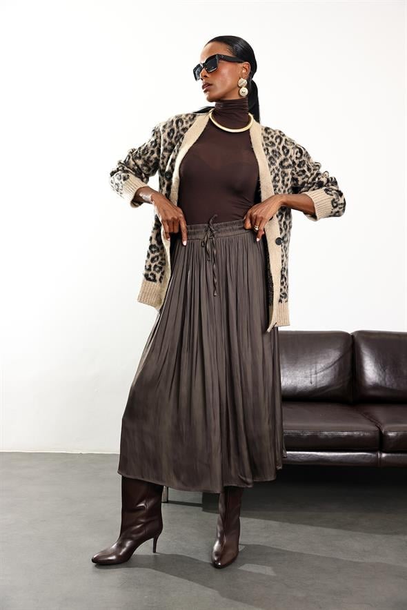 Vizon Kırışık Mat Saten Etek 2947