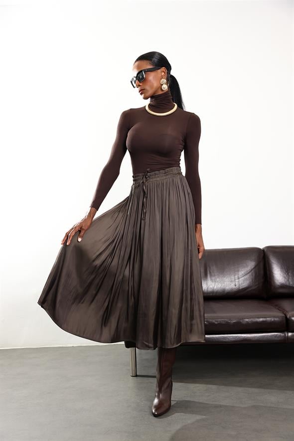 Vizon Kırışık Mat Saten Etek 2947