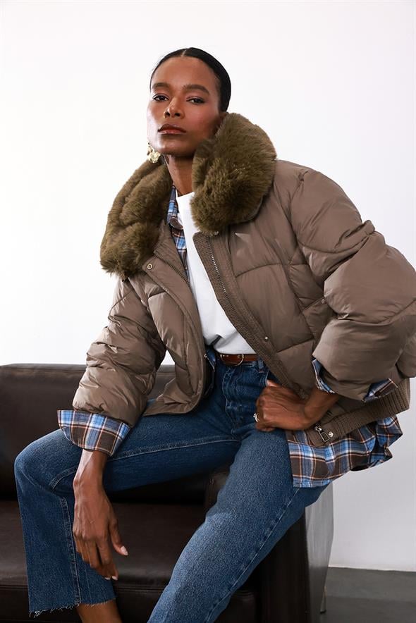 Vizon Kürk Yakalı Şişme Mont 99784