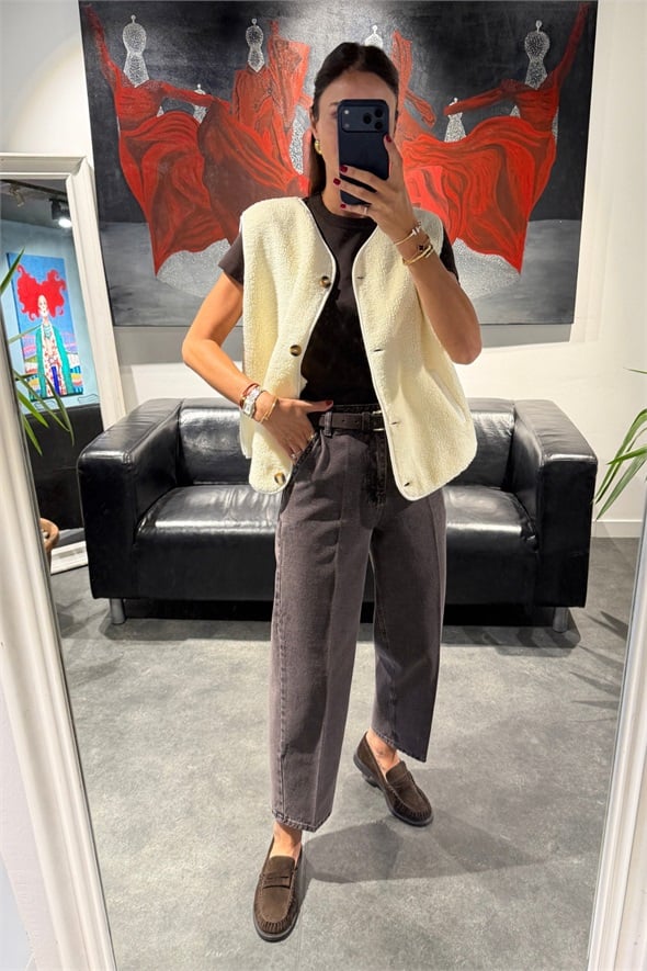 Yıkamalı Kahve Baggy Jean 3001