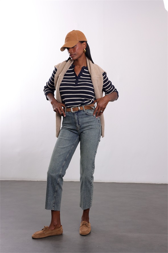 Yıkamalı Mavi Boyfit Jean 2004