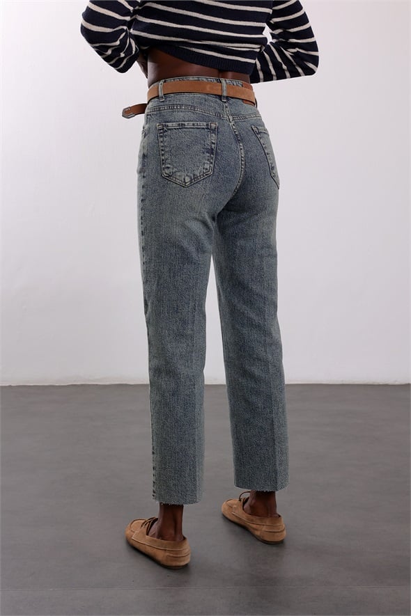 Yıkamalı Mavi Boyfit Jean 2004