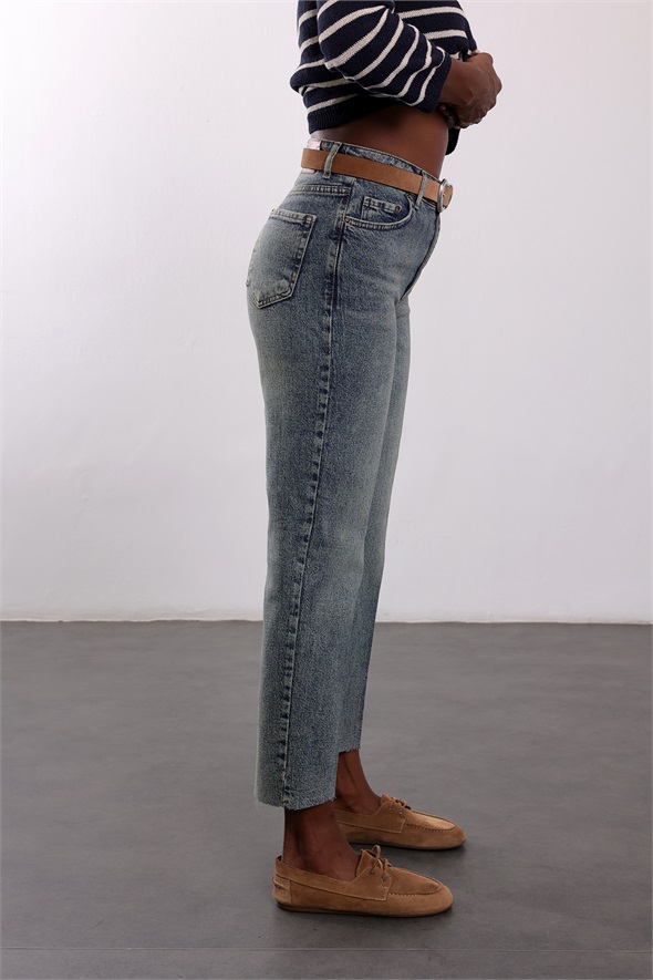 Yıkamalı Mavi Boyfit Jean 2004