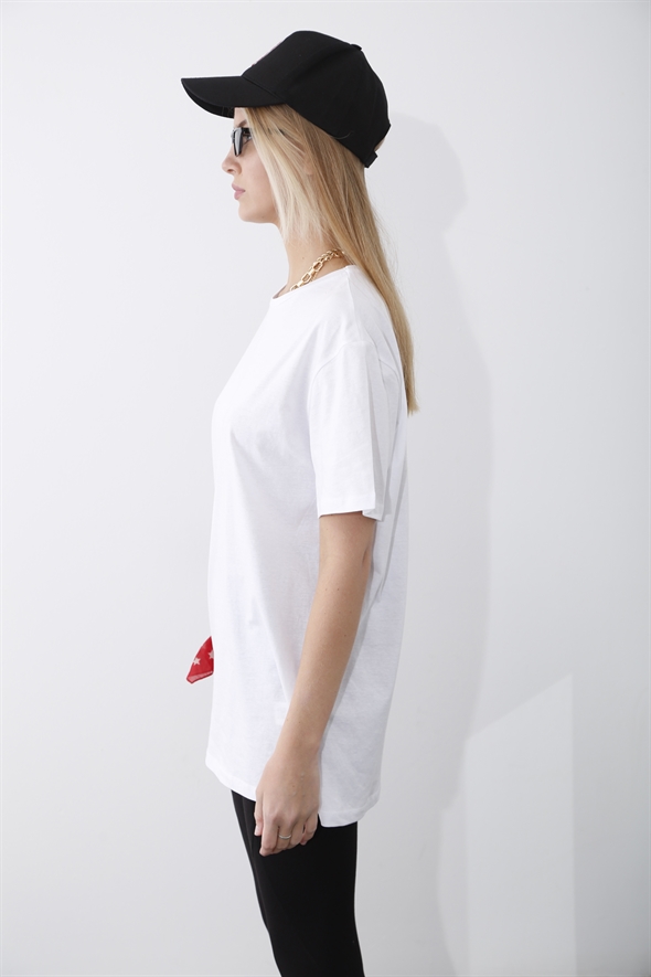 Beyaz Kısa Kol Basic Tshirt 4183