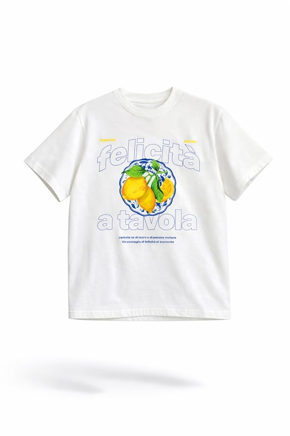 lemon様 Beyaz Limon Baskılı Tişört
