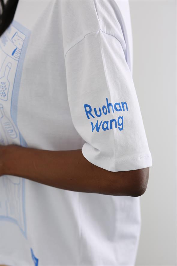 Beyaz Ruohan Wang Baskılı Tshirt 