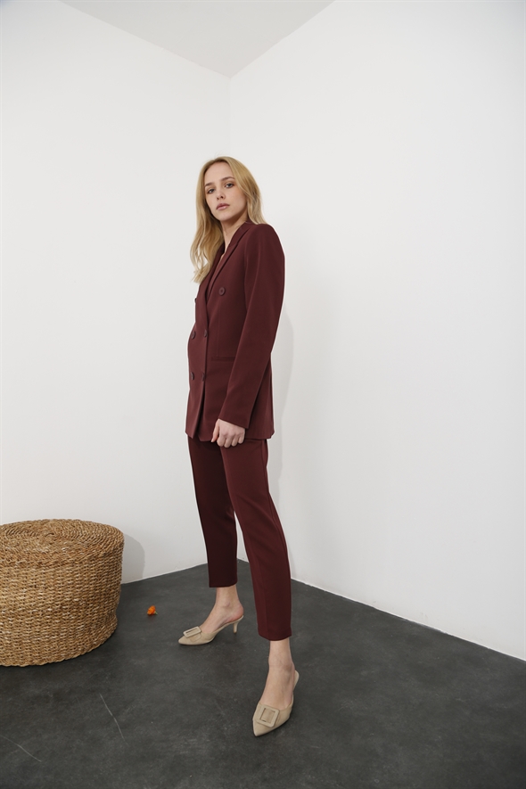 Bordo Dört Düğme Ceket Takım 43435
