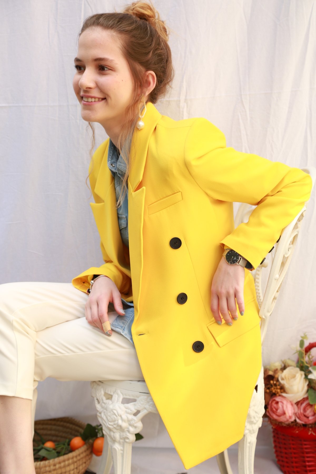 Sarı Cepli Blazer Ceket | CEKET