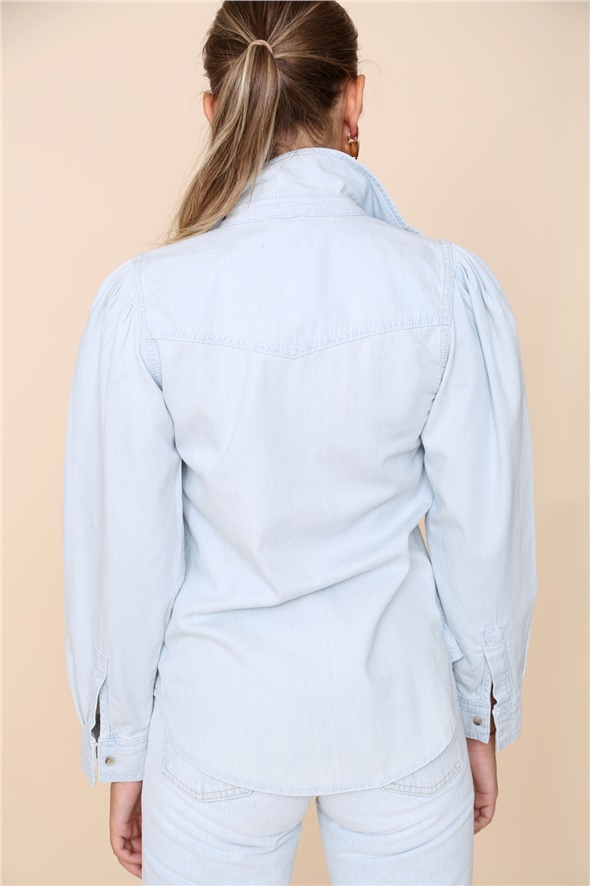 Buz Mavi Omuz Detaylı Jean Gömlek 1500014