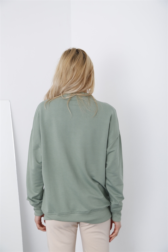 Çağla Yeşili Basic Sweatshirt 9002