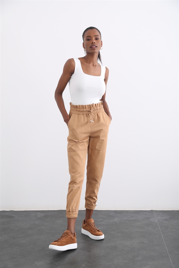 Camel Paça Detaylı Gabardin Pantolon 50313
