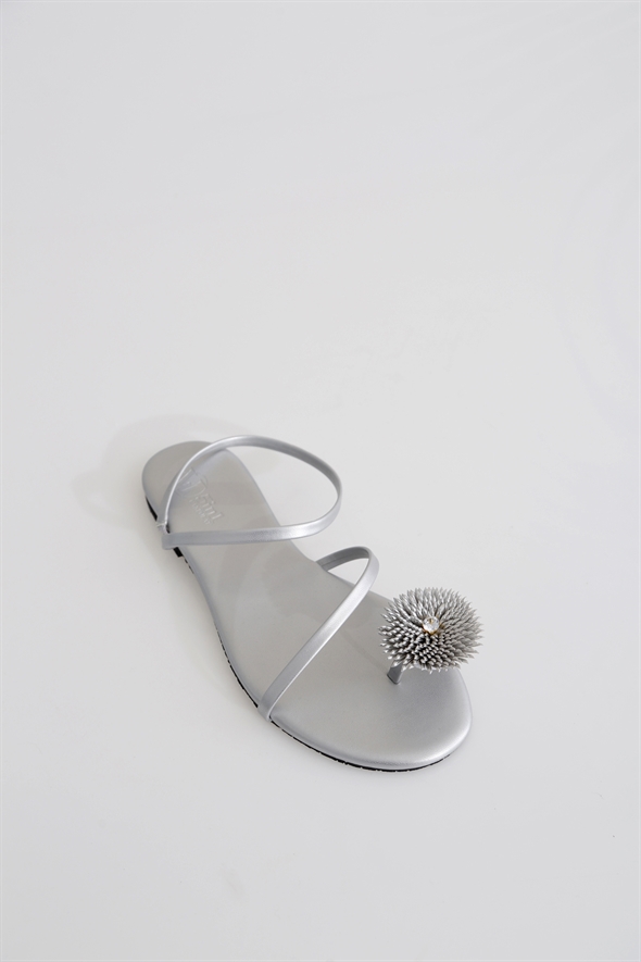 Gümüş Tek Taş Sandalet 005