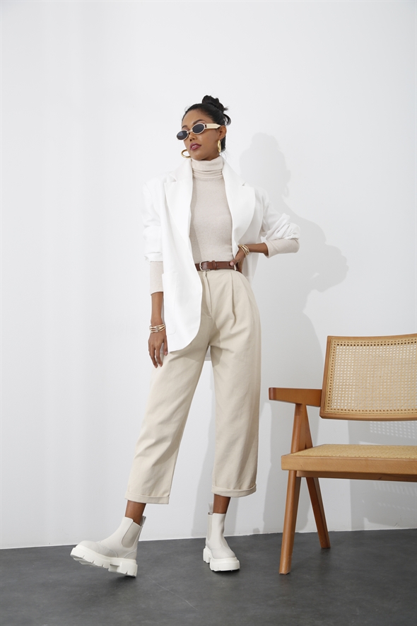 Kemik Duble Paça Gabardin Pantolon 0084