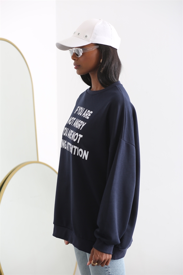 Lacivert Oversize Sweatshirt 