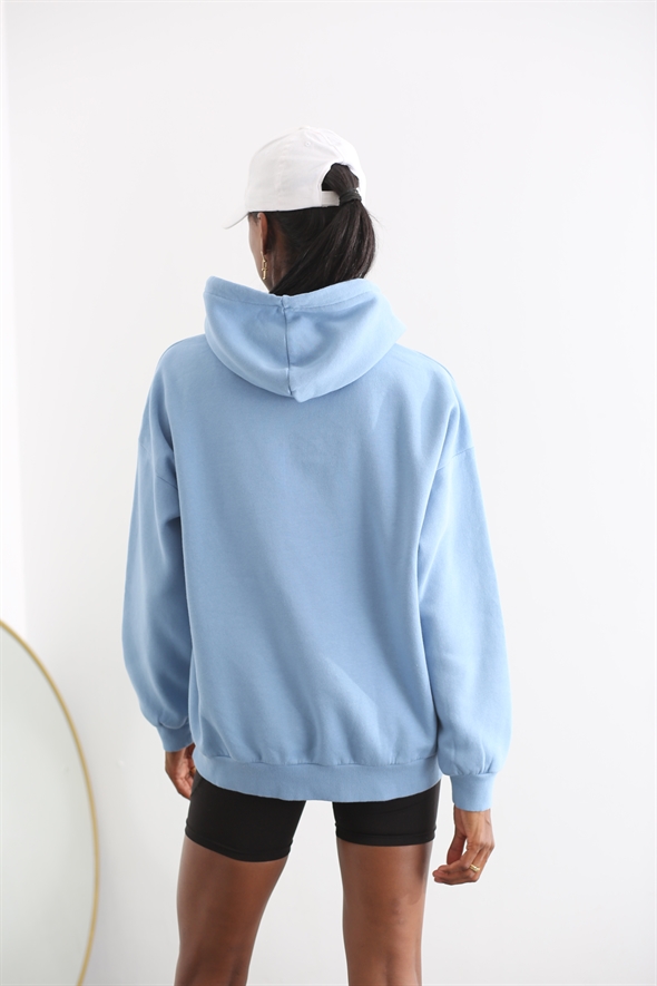 Mavi Oversize Mickey Baskılı Sweatshirt 