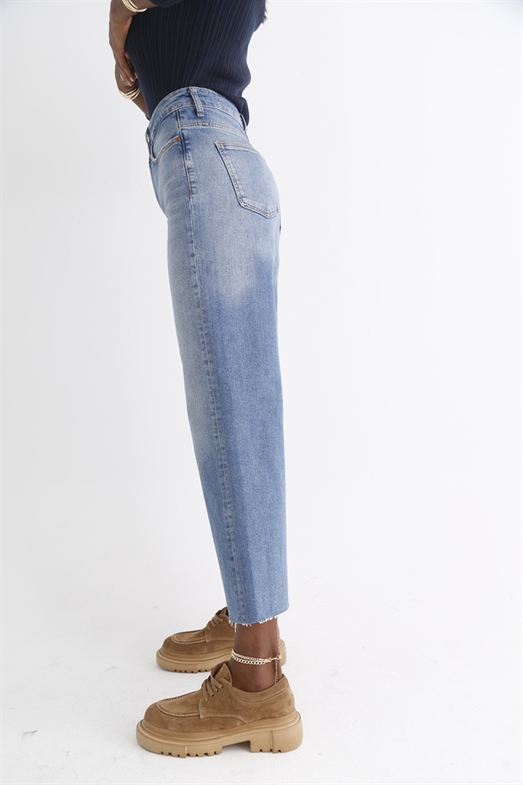 Mavi Yüksek Bel Culotte Jean 
