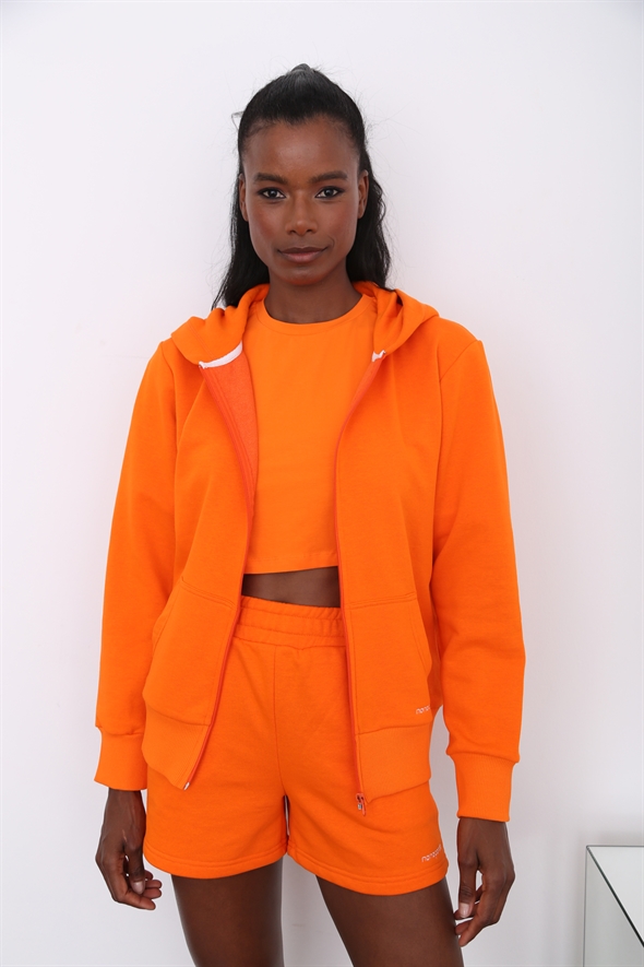 Oranj Kapüşonlu Hoodie 