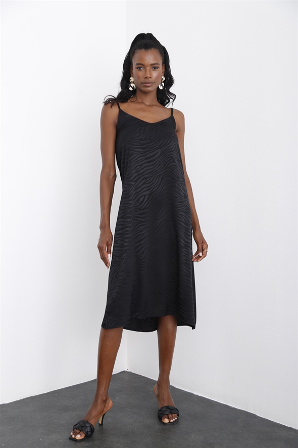 Siyah Askılı Salaş Elbise 0393