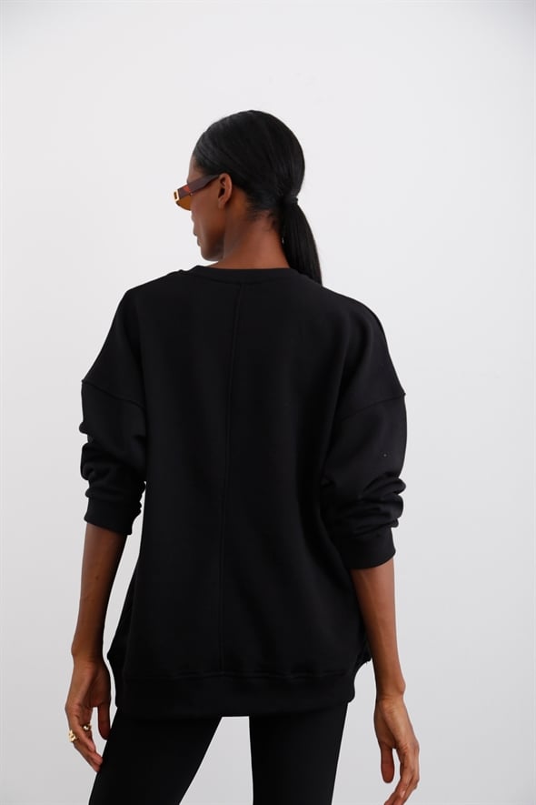 Siyah Oversize Sweatshirt 