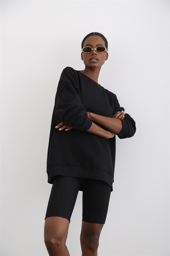 Siyah Oversize Sweatshirt 
