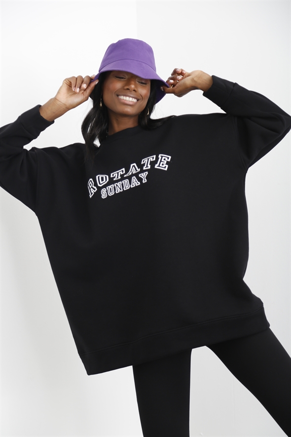Siyah Şardonlu Oversize Sweatshirt 40117