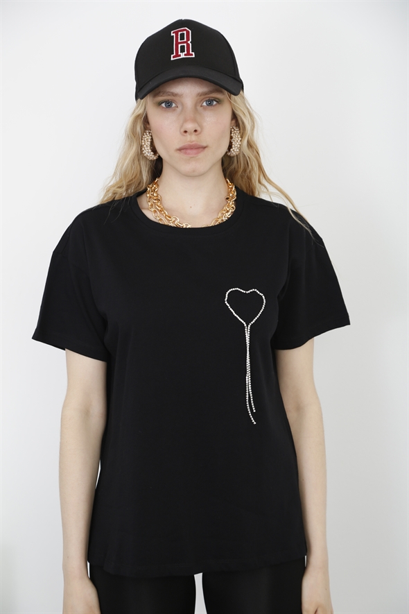 Siyah Taşlı Tshirt 210058
