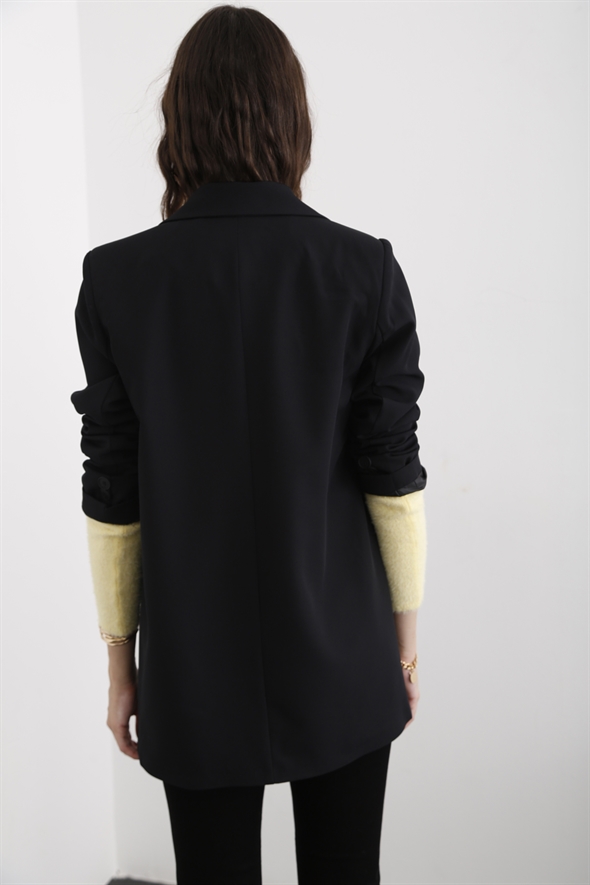 Siyah Tek Düğme Blazer Ceket 9937