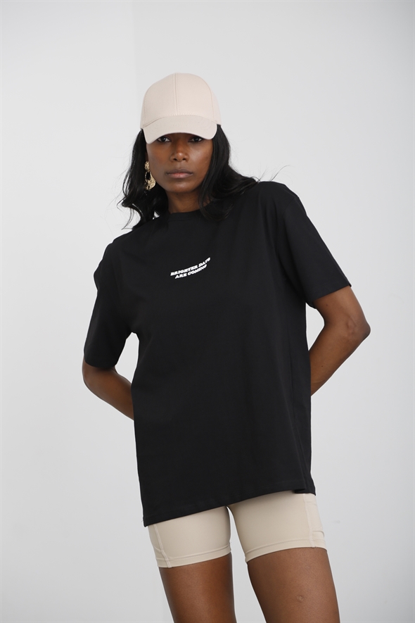 Siyah Yazı Baskılı Tshirt 80630