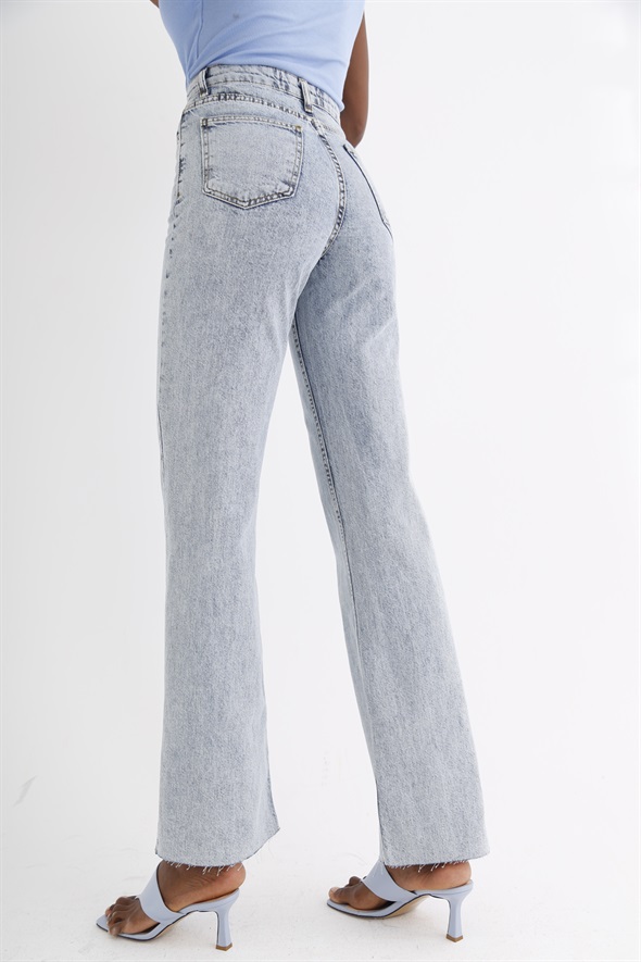 Açık Mavi Yüksek Bel Straight Fit Jean 