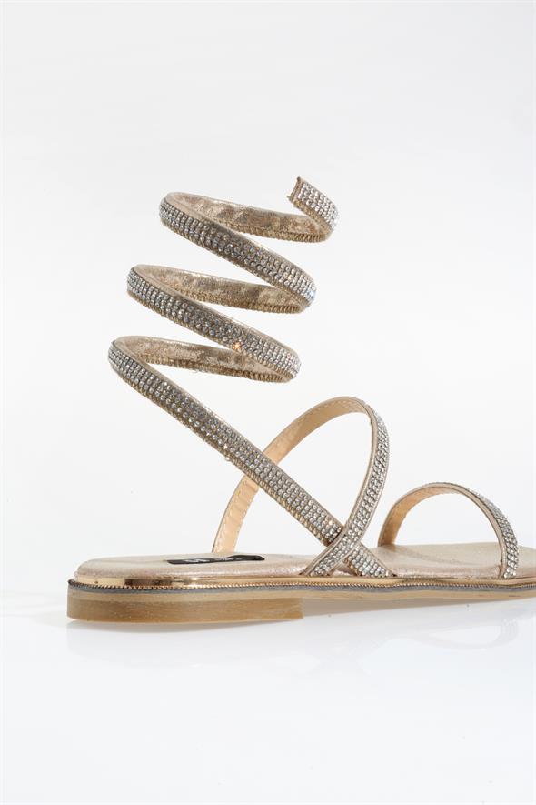 Altın Taşlı Spiral Sandalet 154