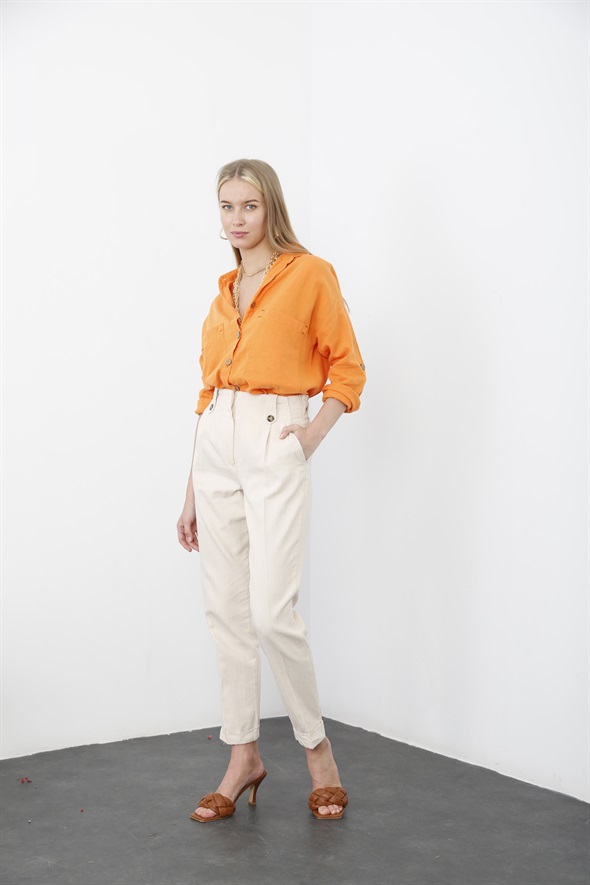 Bej Duble Paça Pantolon 50598