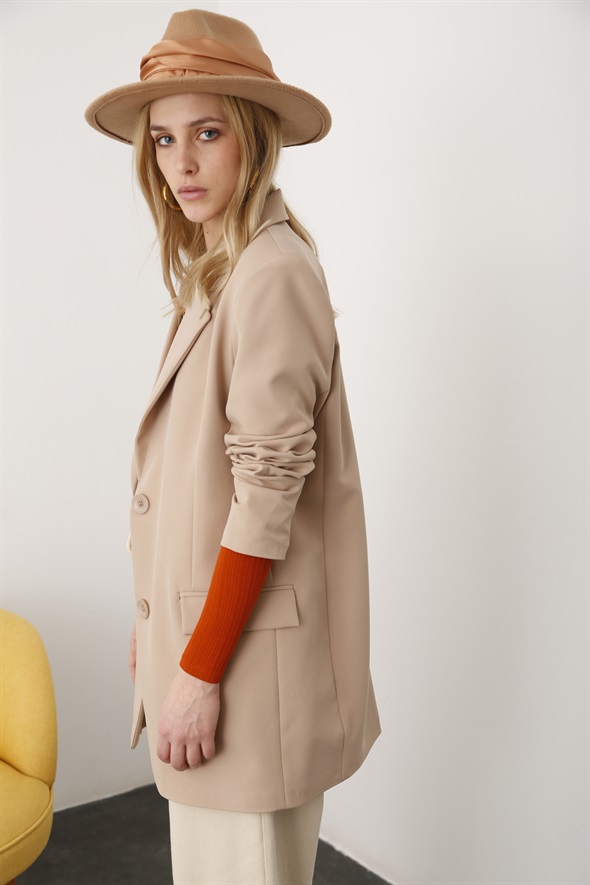 Bej Oversize Blazer Ceket 5101