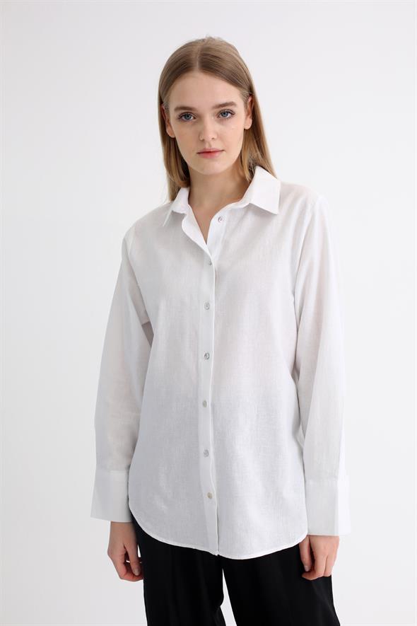 Beyaz Keten Gömlek 70115