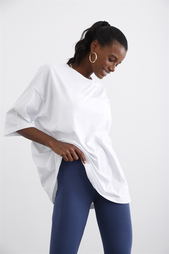 Beyaz Oversize Kısa Kol Tshirt 0032