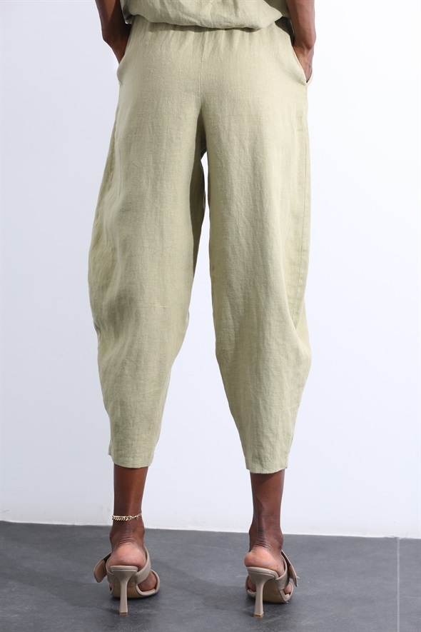 Çağla Yeşili Keten Şalvar Pantolon 1500