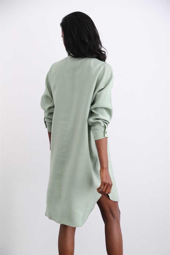 Çağla Yeşili Oversize Tunik Elbise 8014