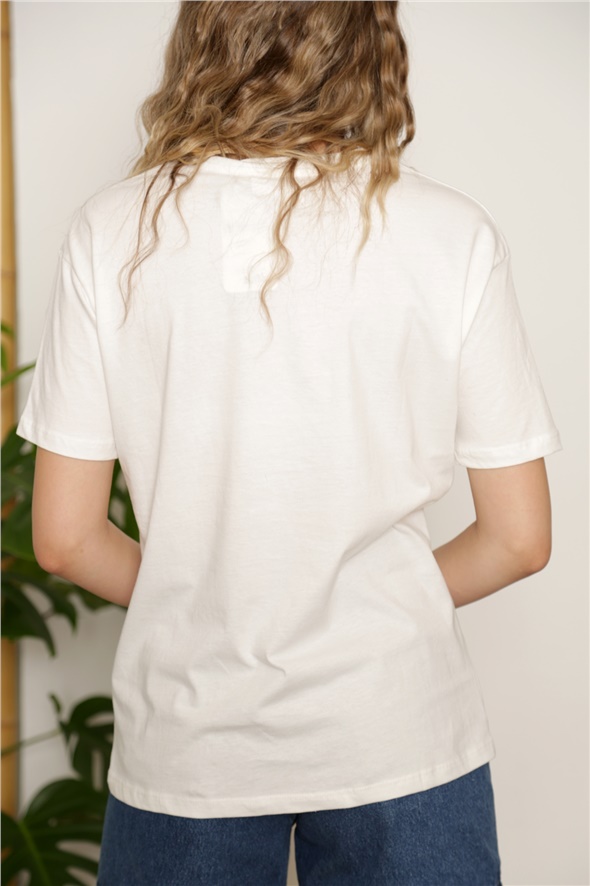Ekru Perfect Baskılı Tshirt 