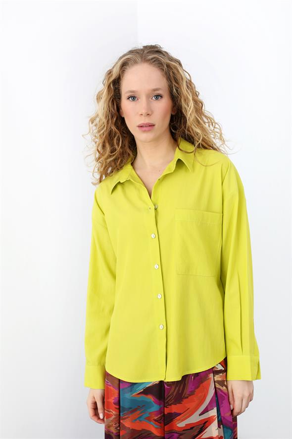 Fıstık Yeşili Tek Cepli Gömlek 4443