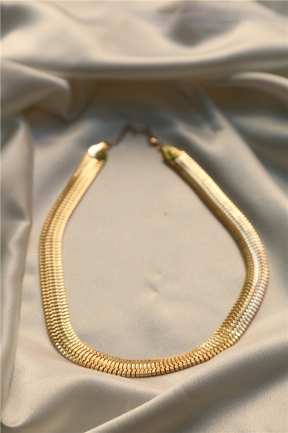 Gold Kalın Yassı Kolye 
