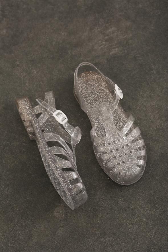 Gümüş Simli Sandalet 