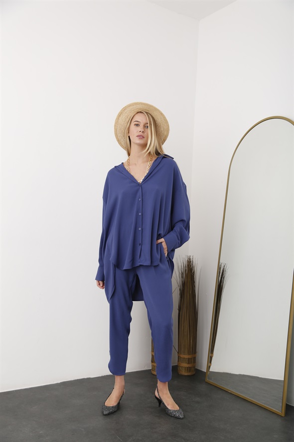 indigo Oversize Gömlek Takım 03480