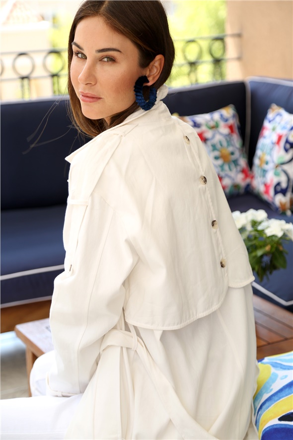 Kemik Kemik Düğme Trenchcoat 58006