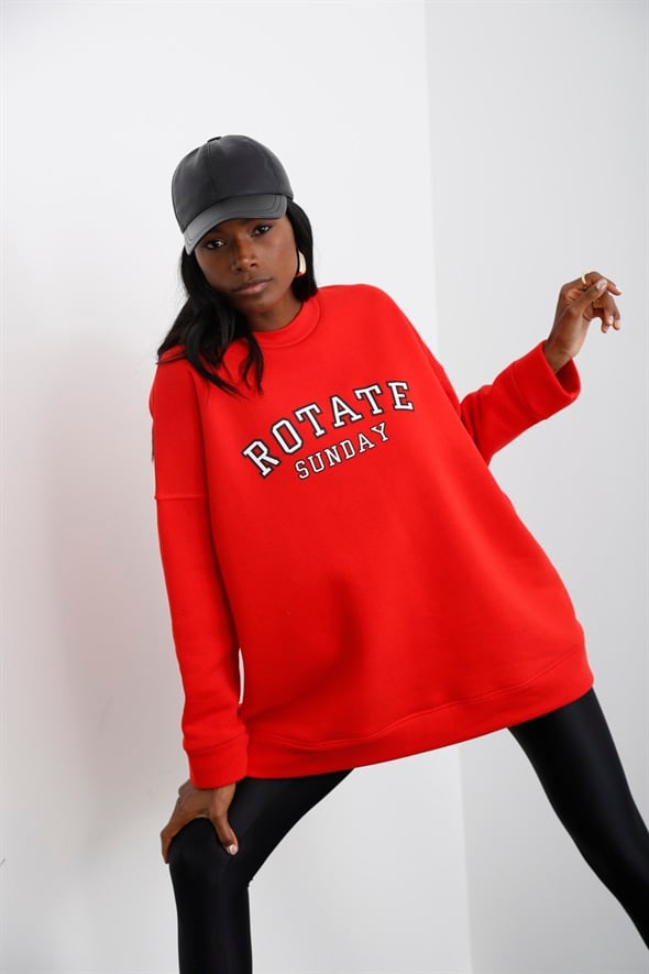Kırmızı Şardonlu Oversize Sweatshirt 40117