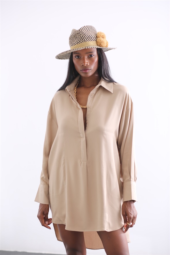 Kum Beji Oversize Tunik Elbise 