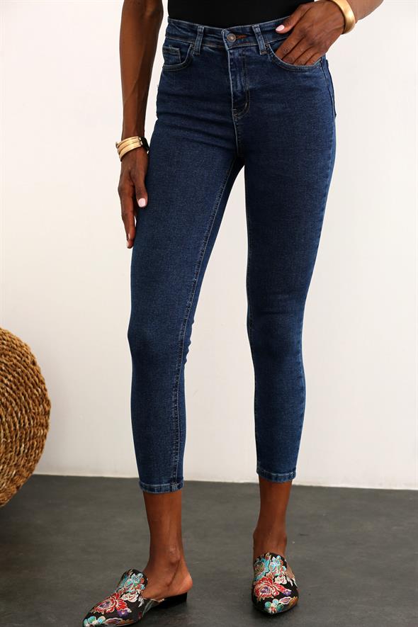 Lacivert Yüksek Bel Toparlayan Skinny Jean 