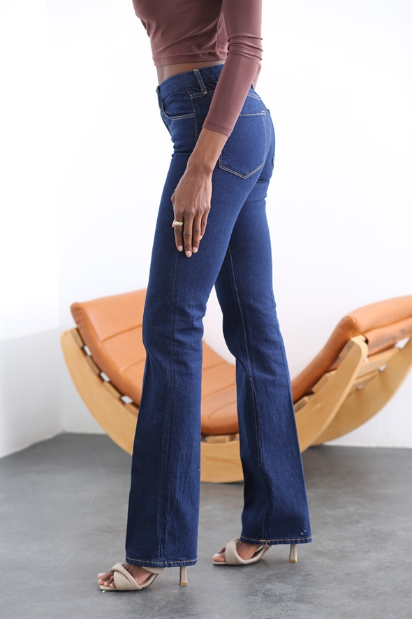 Lacivert Yüksek Bel Wide Leg Jean 0085